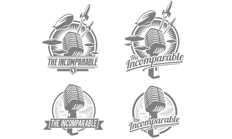 Vector concept sketches of logo design for "The Incomparable"